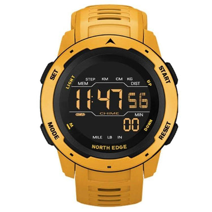 North Edge Mars Men's Waterproof Luminous Sports Watch yellow digital sports watch with luminous display and rugged waterproof design