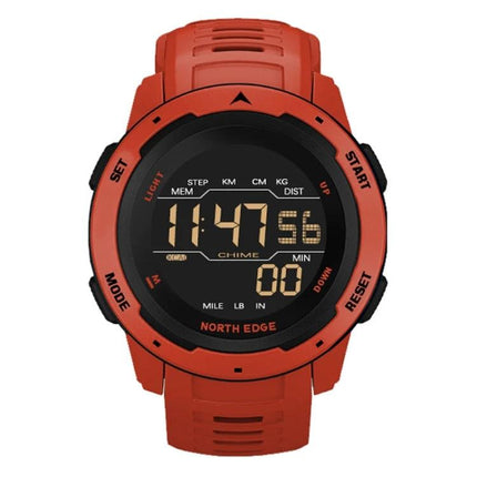 North Edge Mars Men's Waterproof Luminous Sports Watch red digital sports watch with luminous display and waterproof design