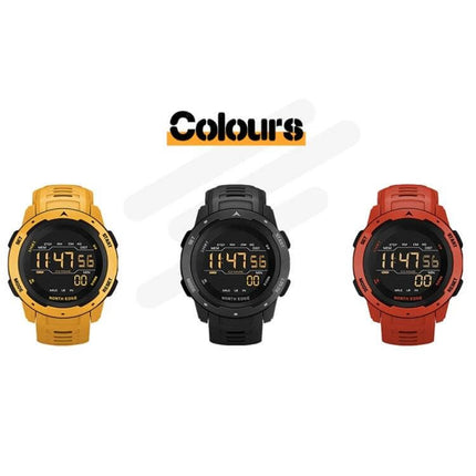 North Edge Mars Men's Waterproof Luminous Sports Watch in yellow, black, and red color options