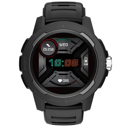 North Edge Mars 2 Outdoor Smart Watch for Health and Activity Tracking - rugged black GPS smartwatch showing heart rate, steps, time and activity metrics