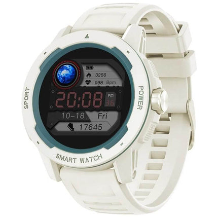North Edge Mars 2 Outdoor Smart Watch for Health and Activity Tracking white rugged smartwatch displaying heart rate, steps and time