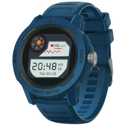 North Edge Mars 2 Outdoor Smart Watch for Health and Activity Tracking - blue rugged smartwatch showing heart rate and activity display