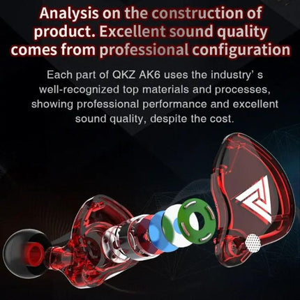 QKZ AK6 3.5mm In-Ear Wired Subwoofer Sports Earphone, Cable Length: About 1.2m, 1 PCS, 1 Pair | Syndmart