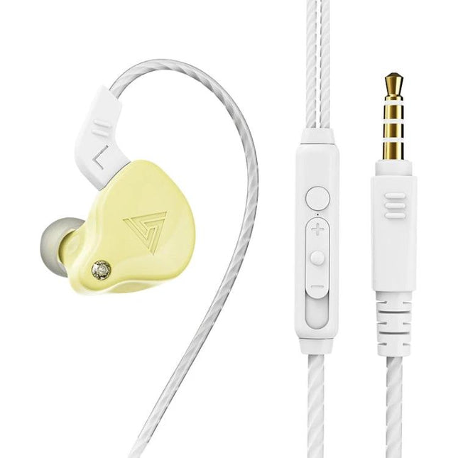 QKZ AK6-X 3.5mm In-Ear Wired Subwoofer Sports Earphone with Microphone, Cable Length: About 1.2m, 1 PCS in white and yellow