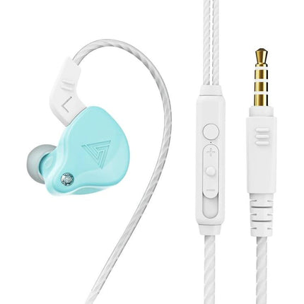 QKZ AK6-X 3.5mm In-Ear Wired Subwoofer Sports Earphone with Microphone, Cable Length: About 1.2m, 1 PCS lightweight turquoise earbud with inline mic