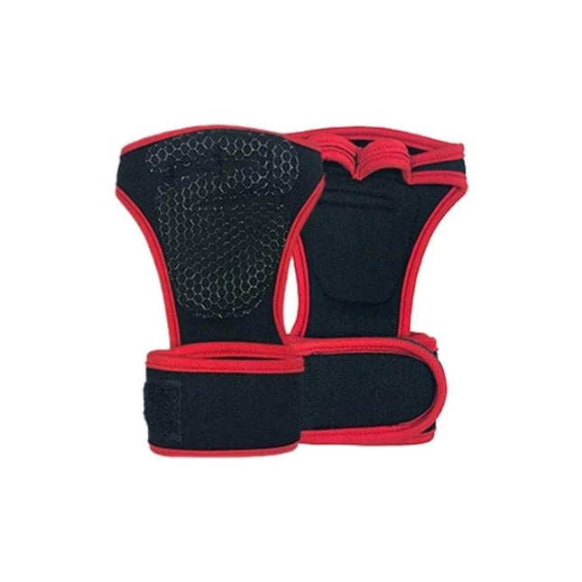 Sports Riding Gloves Non-Slip Palm For Cycling And Fitness Size L - black neoprene half-finger gloves with red trim and textured non-slip palm for workouts