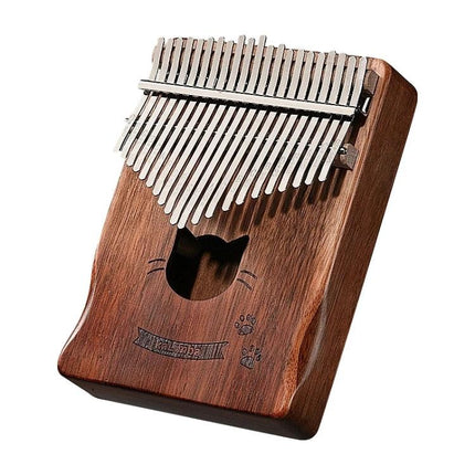 Acacia Wood Kalimba for Relaxing Daily Music Moments at Home – compact acacia thumb piano with metal tines and cat sound hole for calming melodies