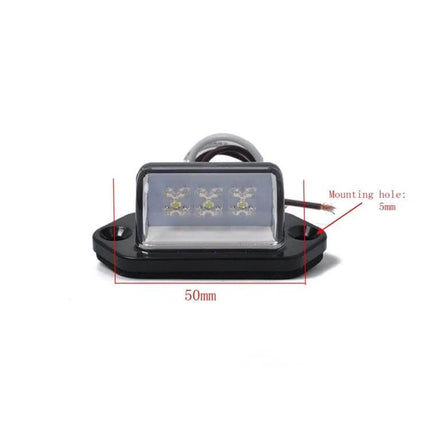Truck Licence Plate Light 12V Rear Tail Lamp For Trailer compact black ABS LED license plate light with transparent lens, 50mm mounting
