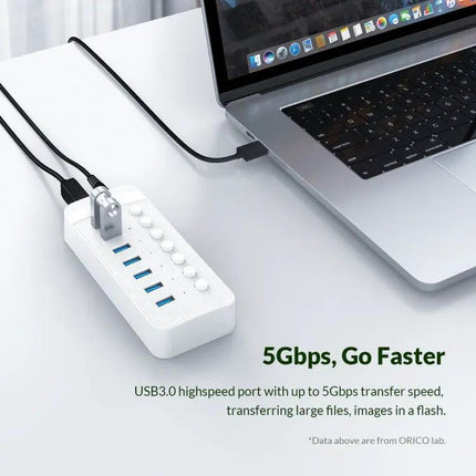 Orico 10-Port USB Hub for Connecting Multiple Devices with Individual Switches | Syndmart