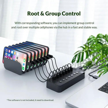 Orico 10-Port USB Hub for Connecting Multiple Devices with Individual Switches | Syndmart