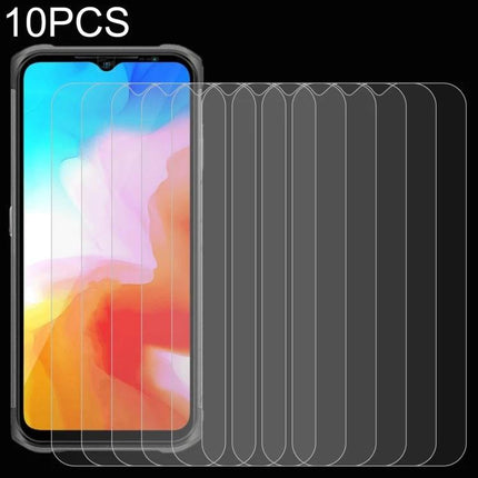 Tempered Glass Screen Protector For Rugged Smartphones showing clear protective shields aligned next to a rugged phone