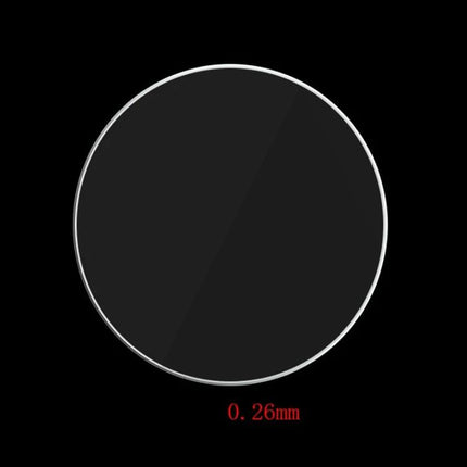 Tempered Glass Screen Protector for Everyday Smartphone Use showing 0.26mm ultra-thin tempered glass disc on black background