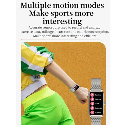 Smart Watch for Everyday Health and Activity Tracking — woman jogging showing multiple motion modes and heart rate on screen