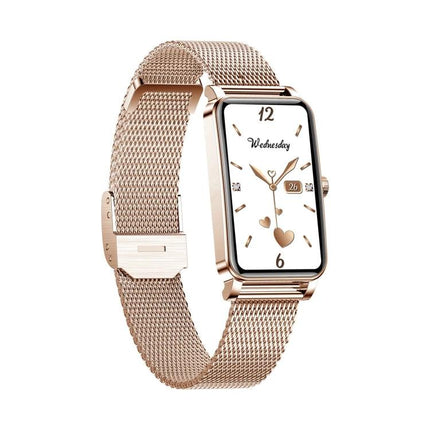 Daily Smart Watch for Everyday Health and Activity Tracking - rose gold mesh band smartwatch showing heart rate, steps and sleep tracking display