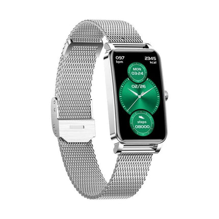 Daily Smart Watch for Everyday Health and Activity Tracking - sleek silver mesh band smartwatch showing heart rate, steps and sleep monitoring