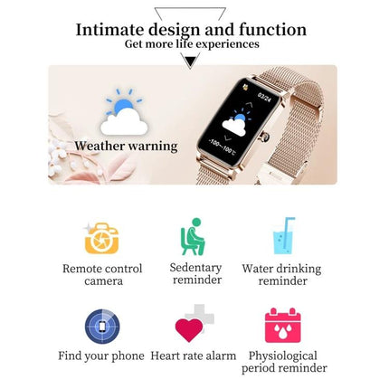 Daily Smart Watch for Everyday Health and Activity Tracking - rose gold smartwatch showing weather, heart rate, sedentariness and reminders