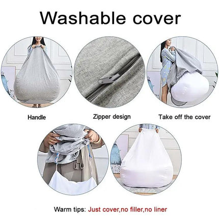 Lazy Sofa Bean Bag Chair Fabric Cover 100x120cm Soft