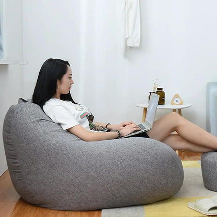 Lazy Sofa Bean Bag Chair Fabric Cover 100x120cm Soft