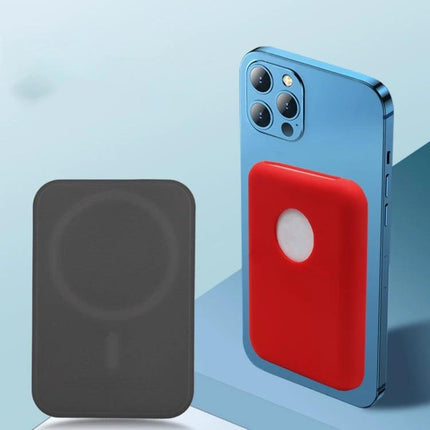 Protective Ultra-Thin Silicone Case for Magsafe Battery Pack showing red case attached to blue iPhone with black MagSafe pack nearby