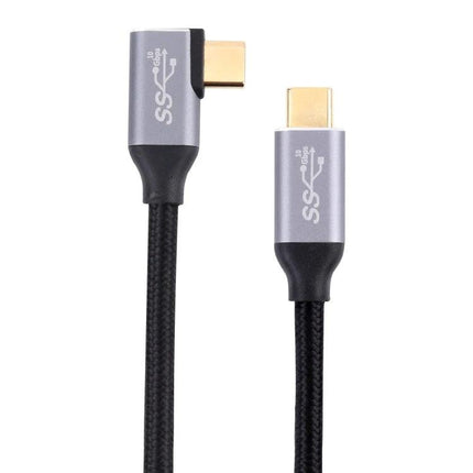 Type-C Elbow Cable for Daily Device Connections at Home – right-angle braided Type-C cable connecting laptop to charger or drive