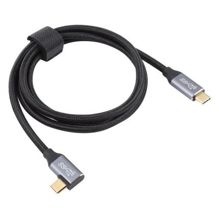Type-C Elbow Cable for Daily Device Connections at Home — black braided 90° USB-C cable for tight laptop and charger connections