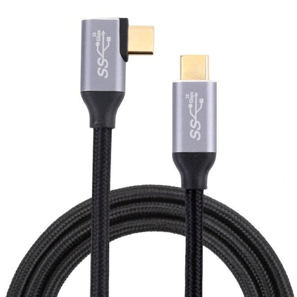 Type-C Elbow Cable for Daily Device Connections at Home - angled USB-C cable with braided sheath for laptop charger and tight desk connections