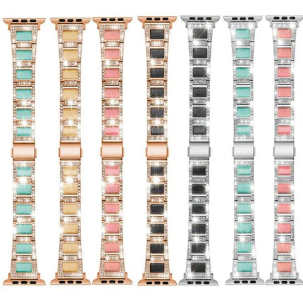 Diamond Gemstone Metal Replacement Strap Apple Watch 38-45mm