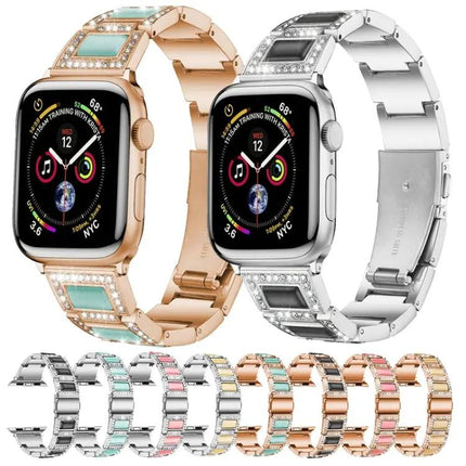 Diamond Gemstone Metal Replacement Strap Apple Watch 38-45mm