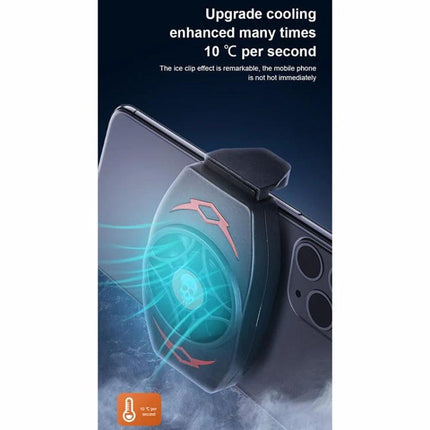 Phone Cooler for Everyday Device Use During Extended Sessions attached to phone with turbo fan cooling during gaming and streaming