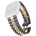 7 45mm / 6 & SE & 5 & 4 44mm / 3 & 2 & 1 42mm / Black + Rose Gold