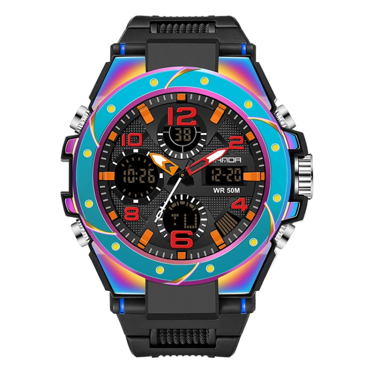 SANDA Dual Digital Display Luminous Stopwatch Chronograph Alarm Clock Men Quartz Sports Watch