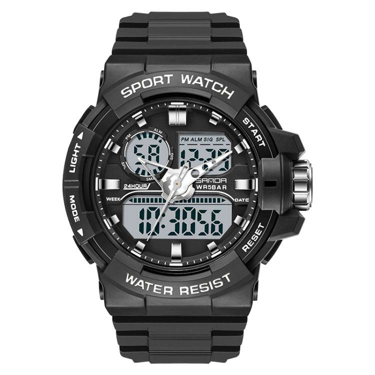 SANDA 6025 Dual Time Digital Display Waterproof Sports Watch