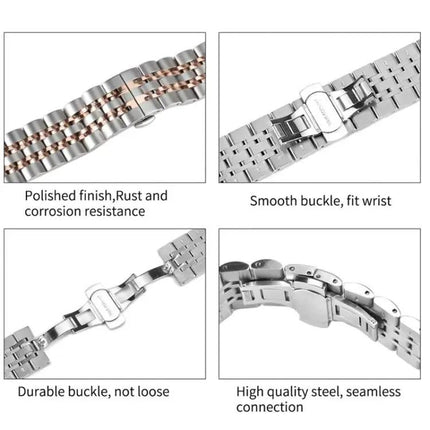 Seven-Bead Steel Watch Band Replacement Adjustable 20mm/22mm