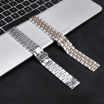 Seven-Bead Steel Watch Band Replacement Adjustable 20mm/22mm