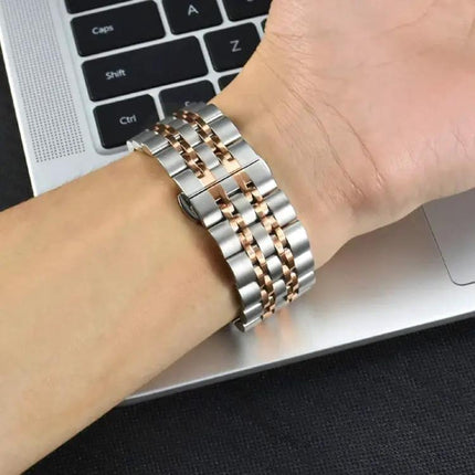 Seven-Bead Steel Watch Band Replacement Adjustable 20mm/22mm