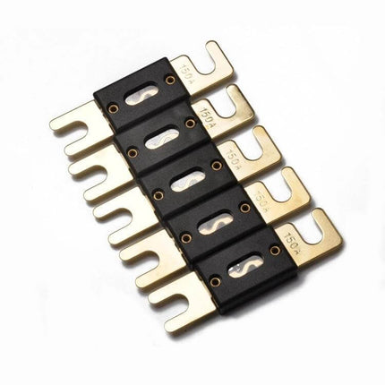 Gold Plated Large Forkbolt ANL Fuse For Auto Audio Systems - 150A gold‑plated forkbolt ANL fuses with Bakelite body for car, boat, truck audio protection