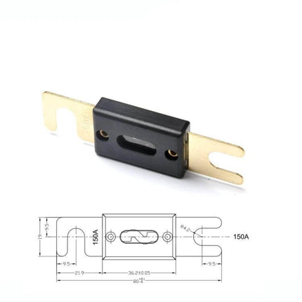 Gold Plated Large Forkbolt ANL Fuse For Auto Audio Systems - 150A, gold-plated terminals, bakelite body for car/boat/truck audio protection
