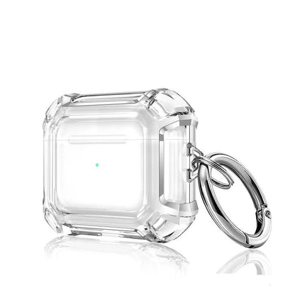 Protective Case for AirPods with Loop for Daily Carry clear shockproof PC case with keyring for commuters and gym-goers