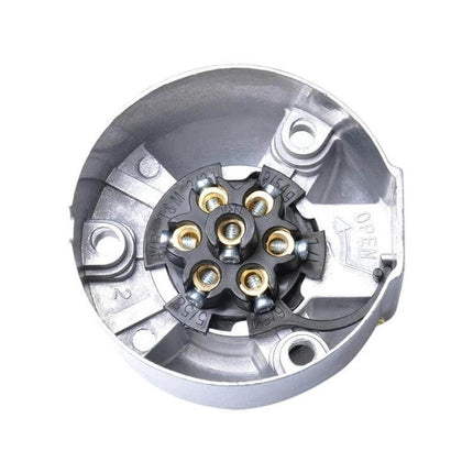 7 Pin Round Trailer Plug Connector for EU Towing aluminum 7‑pole screw-contact trailer plug, corrosion-resistant housing, vibration‑proof terminals