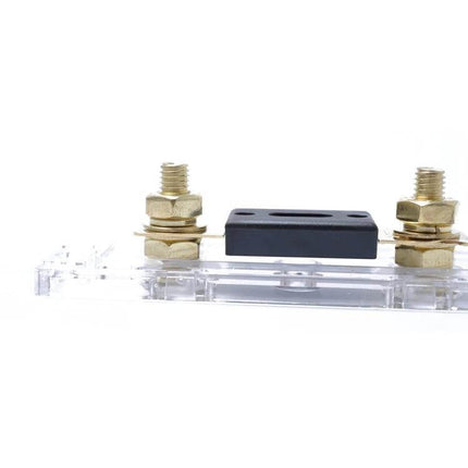 Car ANL Fuse Holder Inline Distribution For Vehicle Audio - 300A ANL fuse holder with gold-plated bolt terminals and clear mounting base