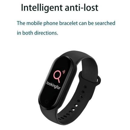 Essential Wearable for Daily Health and Activity Tracking showing smart band with intelligent anti-lost phone search feature