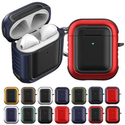Protective Case with Carabiner for Everyday AirPods Carry — rugged colored protective AirPods case with carabiner shown in multiple colors
