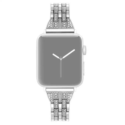 Double Row Diamond Alloy Apple Watch Band Adjustable 38-45mm