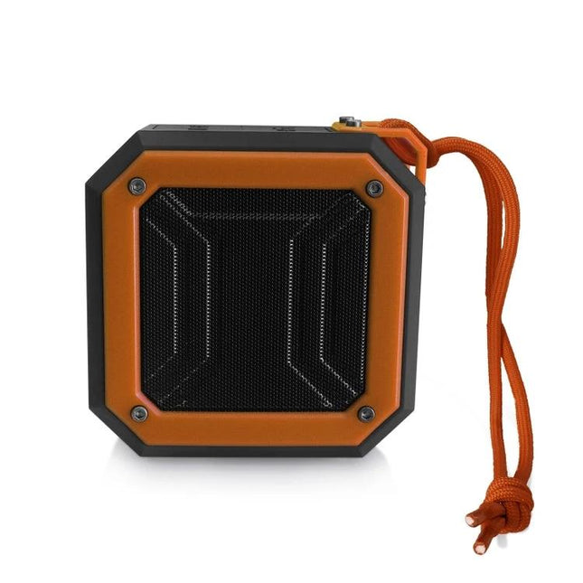 Rixing Compact Bluetooth Speaker For Portable Everyday Use orange pocketable speaker with strap, TWS capable for hikes, picnics, desktop audio