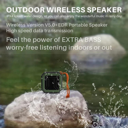 Rixing Compact Bluetooth Speaker For Portable Everyday Use pocketable waterproof speaker on rock with water splashes
