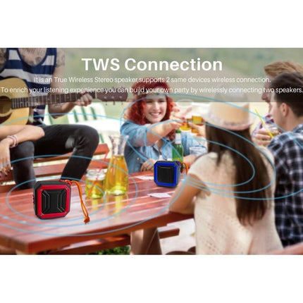 Rixing Compact Bluetooth Speaker For Portable Everyday Use: pocketable TWS speakers on picnic table