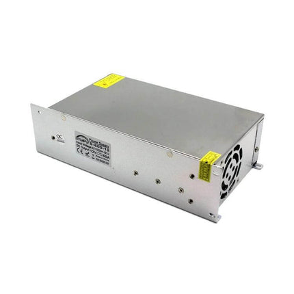 Reliable LED Light Bar Power Supply For Security Displays in aluminum housing, 12V DC output, fan-cooled mains-to-12V unit for LED signage
