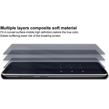 IMAK Curved Hydrogel Screen Protector For Smartphones showing layered hydrogel film providing edge-to-edge curved display protection