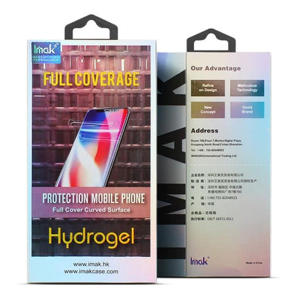 IMAK Curved Hydrogel Screen Protector For Smartphones packaging showing full coverage hydrogel film for curved mobile screens