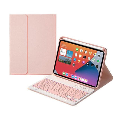 Protective Leather Case with Detachable Keyboard for iPad mini 6 in rose pink with detachable Bluetooth keyboard and stand